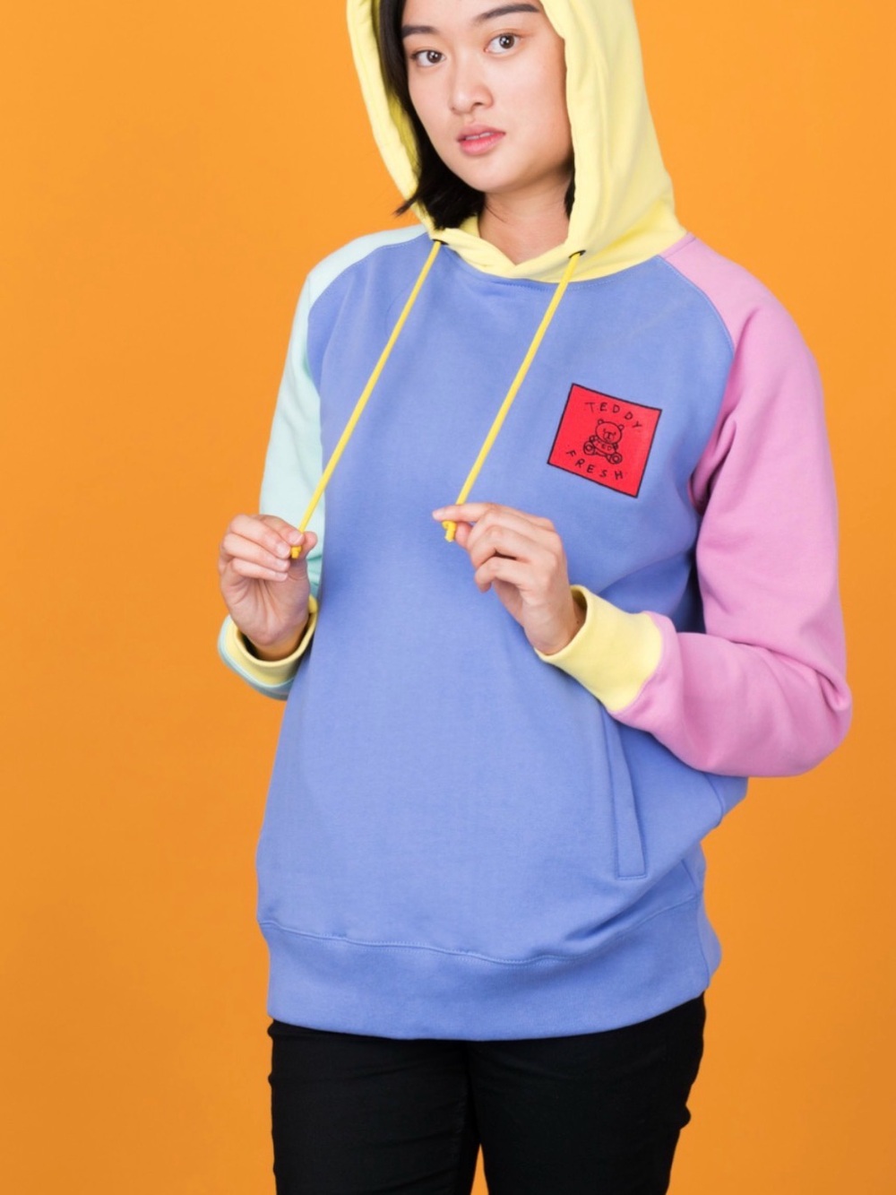 Teddy Fresh Lavender, Yellow & Pink Colorblock Hoodie
